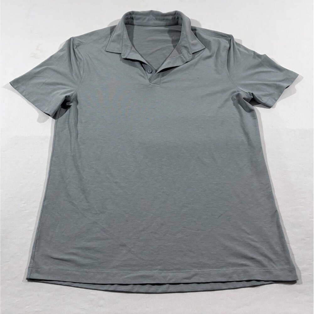 Lululemon Mens Polo Shirt Gray Poly Stretch Short Sleeve Golf Performance Sz M
